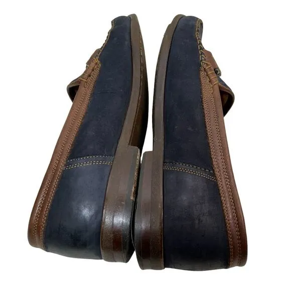 Bally Napoli Navy Brown nubuck leather loafers Made in Italy Size 8.5