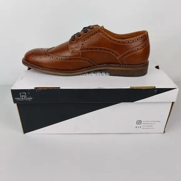 Collection by Michael straha‎ Mens leather dress Brown shoes size 8 new with box