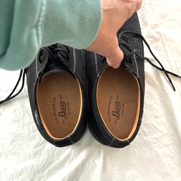 G.H. Bass Patterson Black leather &amp; fabric Derby Shoes lace up SZ 8.5 M NWOT
