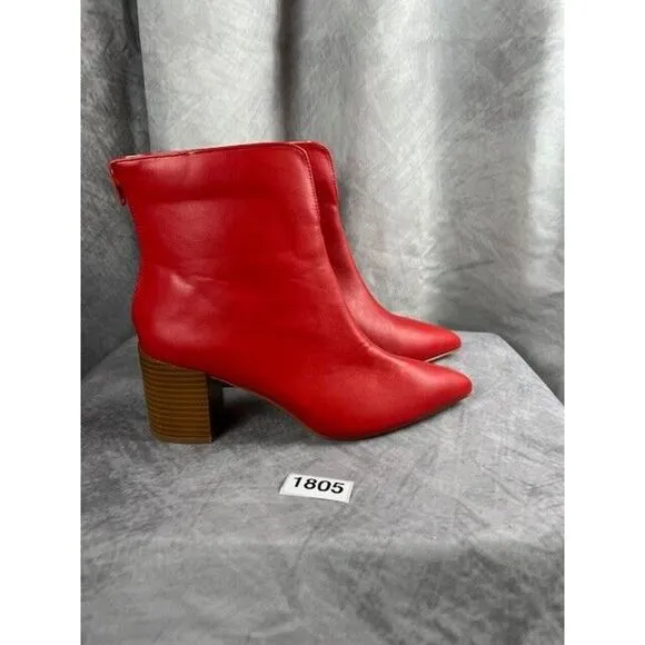Journee Collection Womens Kayden Red Booties Shoes 8 Medium (B,M) BHFO 1341