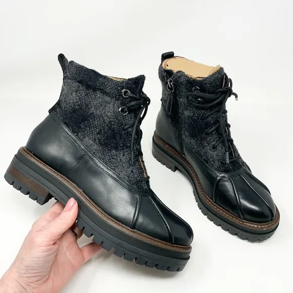 NEW $198 Louise Et Cie Sarni Genuine Leather Combat/Moto Boot Rubber Lug Sole 6