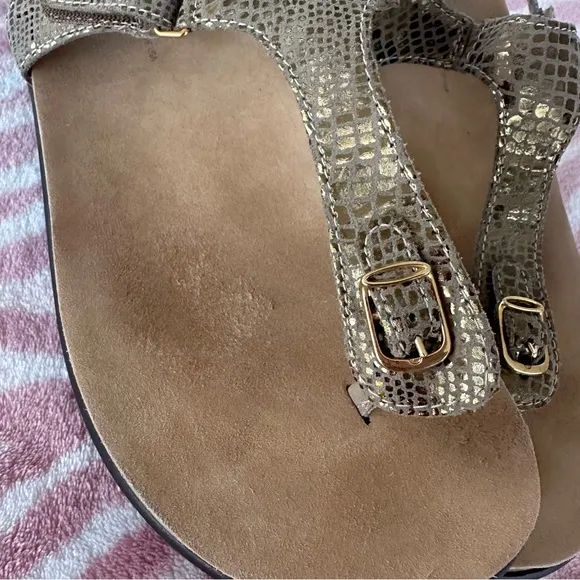 SAS 10 Marina T-Strap Women’s Sandals Gold Flip Flops Comfort Shoes