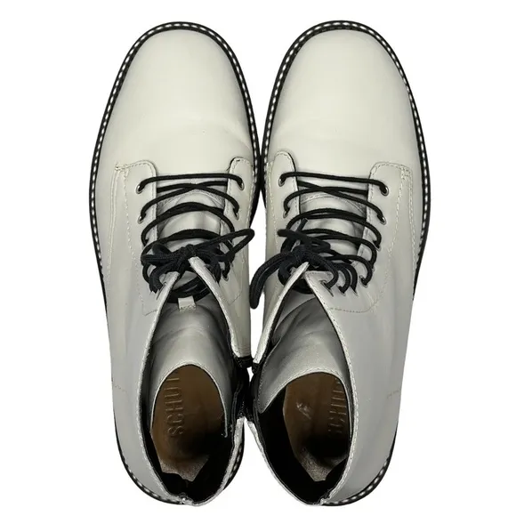 SCHUTZ McKenzie Lace Up Combat Boots Pearl White Women's Size 10B