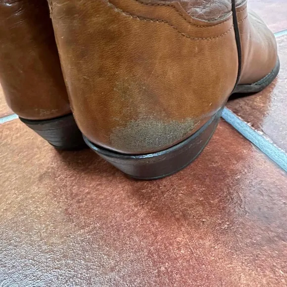 Tony Lama Brown Leather Pull Tabs Western Boots Size 7.5 EEE